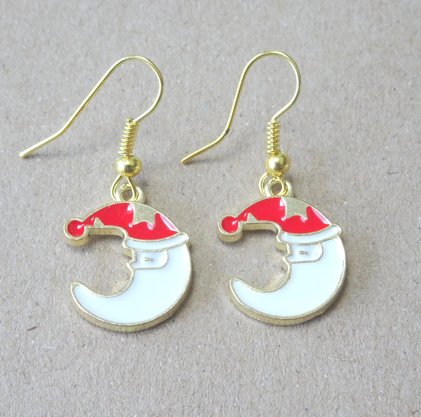 Enamel Moon Christmas Earrings