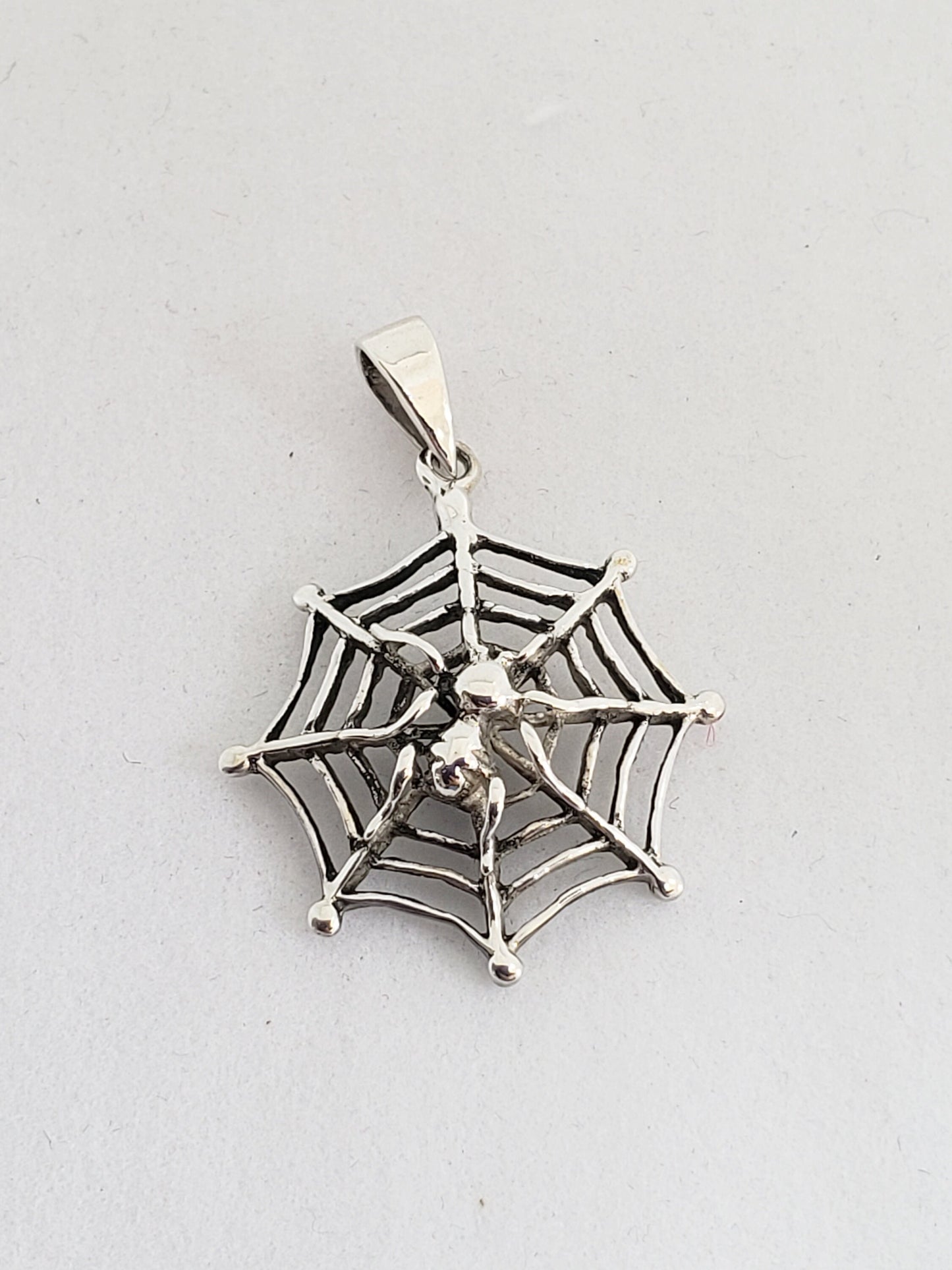 Silver Spiderweb pendant - Halloween!