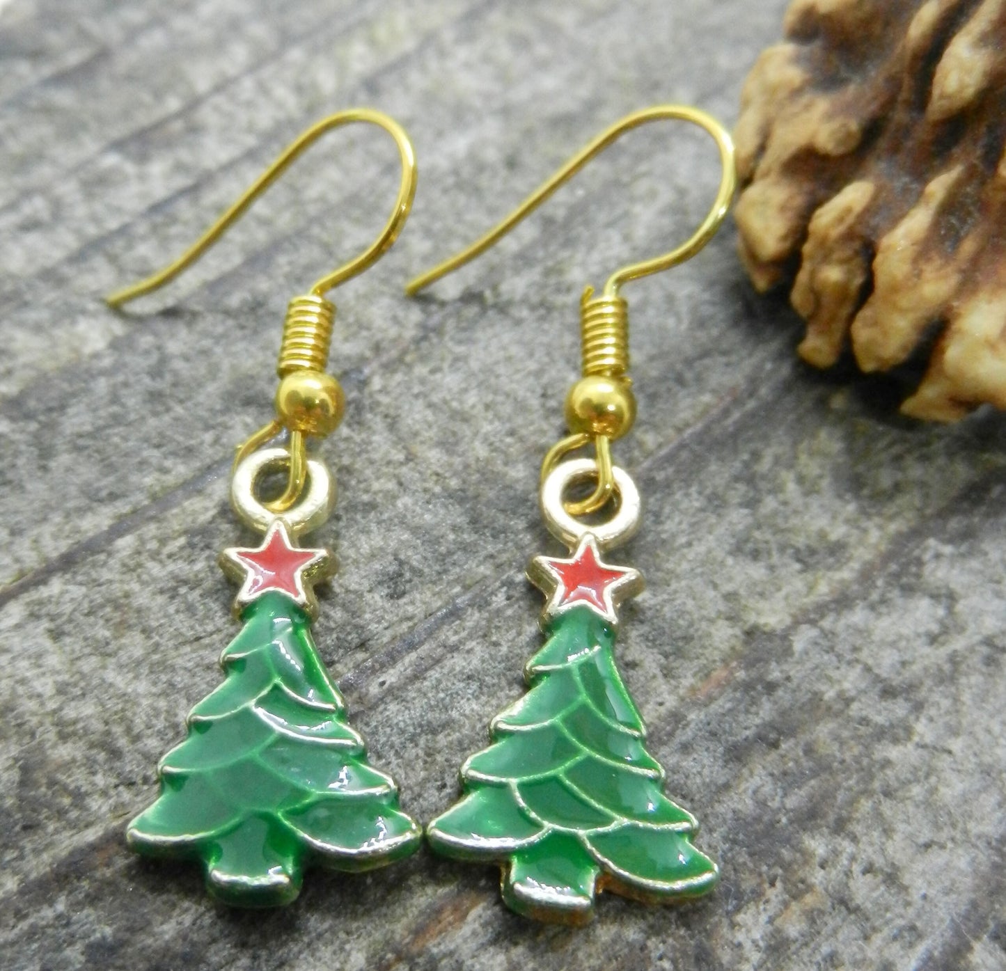 Enamel Christmas Tree Earrings